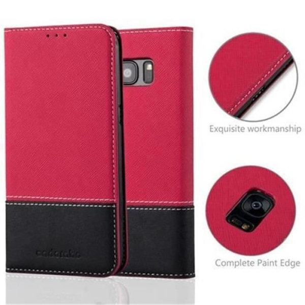 Coque - Cadorabo - Samsung Galaxy S7 EDGE - RÖD SVART - Similläder - Magnetiskt stängning RÖD SVART