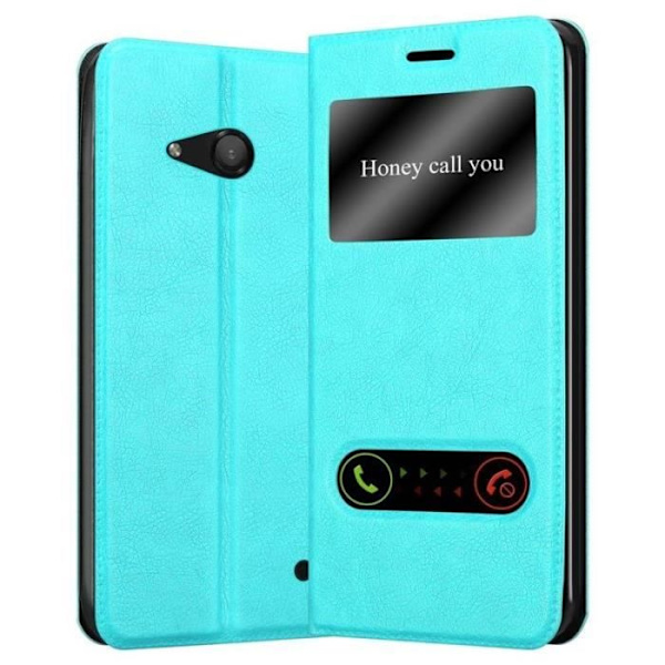Fodral till Nokia Lumia 550 - CADORABO - Fodral i konstläder - Grön - Magnetstängning - Dubbelfönster Grön