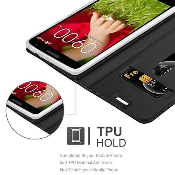 Fodral - CADORABO - LG G2 MINI - Svart - Halvstyv - Magnetisk stängning Svart