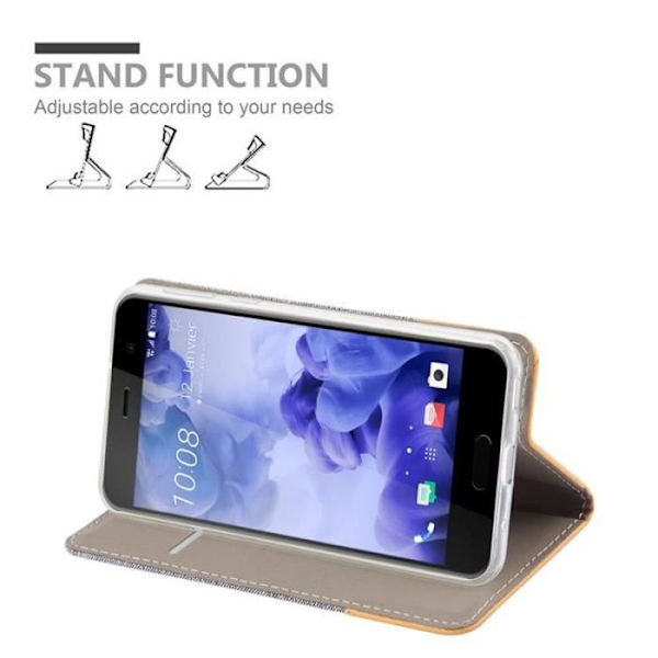 HTC U PLAY Fodral i LJUSGRÅ BRUN från Cadorabo (TYG-LEATHERETTE Design) Fullt skyddsfodral med Flip Flip och
