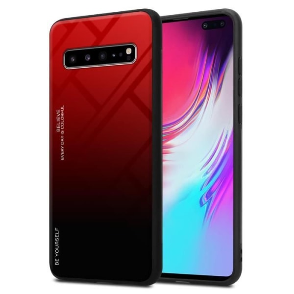 Coque - CADORABO - Samsung Galaxy S10 5G - RÖD - SVART - TPU Anti-glidande skydd RÖD SVART