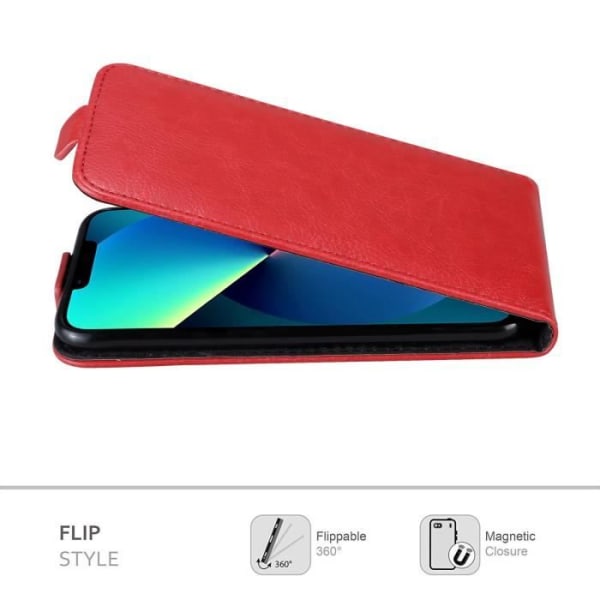 Fodral till Apple iPhone 13 PRO i KÖRSBÄRSRÖTT Skyddsfodral med flipfodral i slät plånbok i konstläder