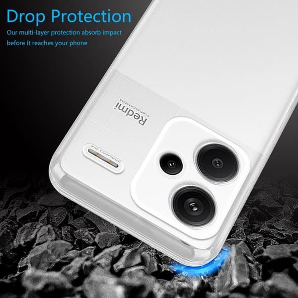 Transparent stötsäker silikonfodral för Xiaomi RedMi Note 13 Pro Plus Vit