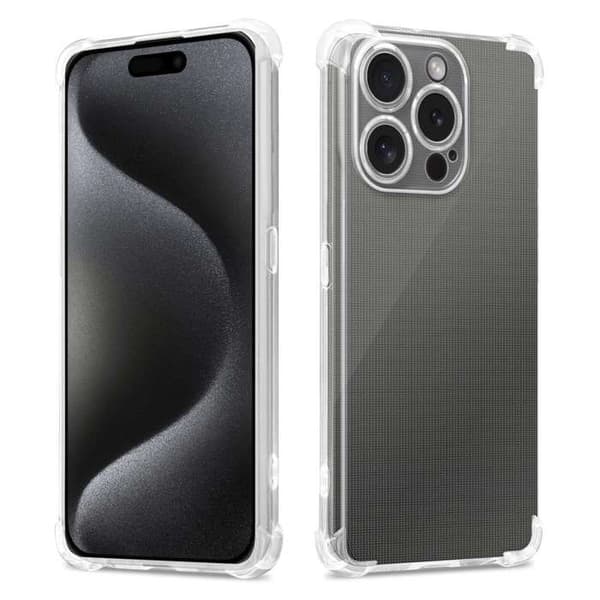 Transparent stötsäker silikonfodral för iPhone 15 PRO MAX Vit