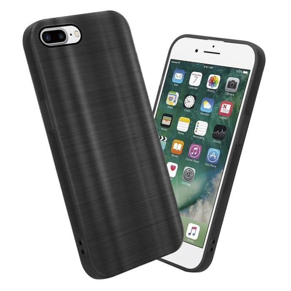 Skyddsfodral för iPhone 7 PLUS / 7S PLUS / 8 PLUS Borstad Svart Kamera Svart