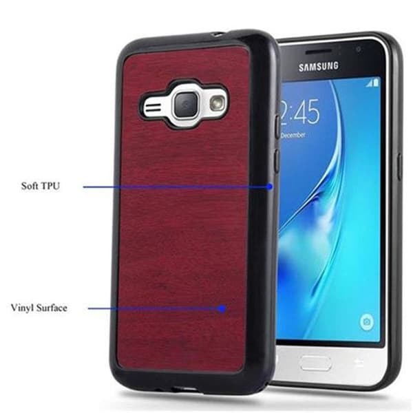 Skydd för Samsung Galaxy J1 2016 TRÄ RÖD Trädesign Röd