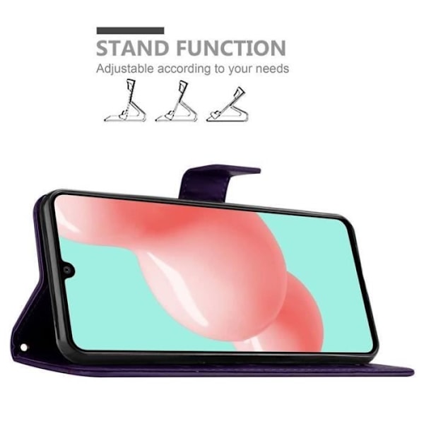 Coque - CADORABO - Samsung Galaxy A41 - Similicuir Floral - Magnetisk Stängning - Ställfunktion Lila