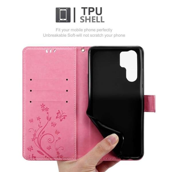 Fodral med lock för Huawei P30 PRO Etui i ROSA BLOMMÖNSTER Skydd Design Blommig Plånbok Ros