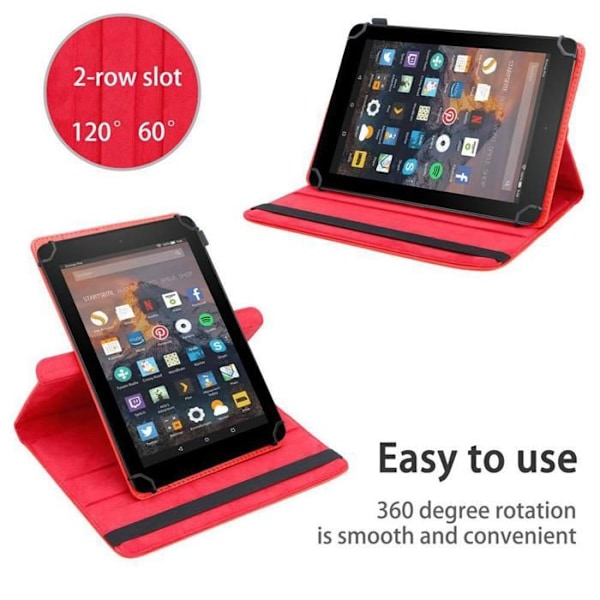 Fodral för Kindle FIRE HD 8 2017 / 2018 (7:e och 8:e generationen) Etui i RÖD Hölster Skydd 360 grader konstläder Röd