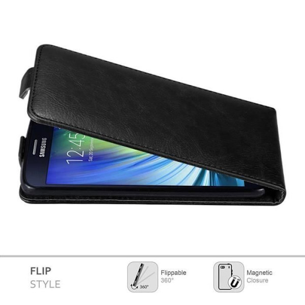 Skyddsfodral - CADORABO - Samsung Galaxy A8 2015 - Syntetiskt läder - Svart - Flip med magnetisk stängning Svart