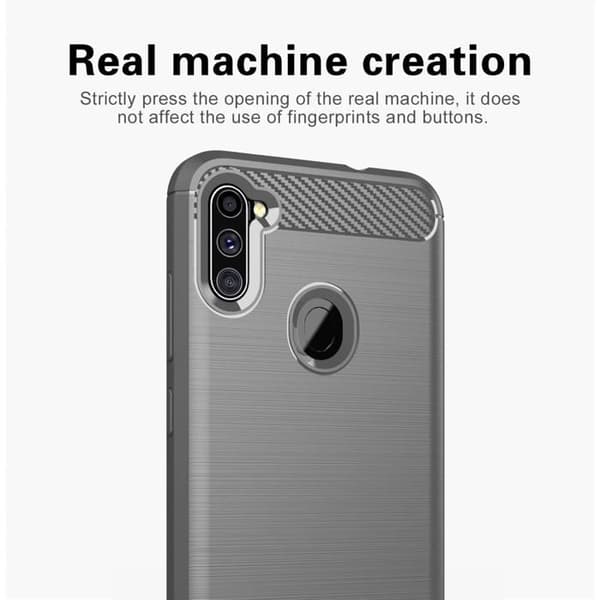 Skal för Samsung Galaxy A11 / M11 BORSTAD GRÅ Kolfiberdesign Grå