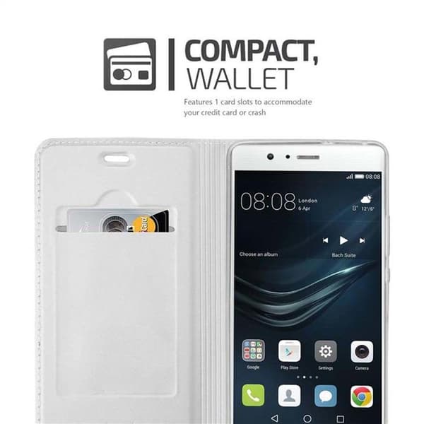 Flipfodral för Huawei P9 LITE 2016 / G9 LITE Etui i CLASSY SILVER Plånbok Stötsäker Grå