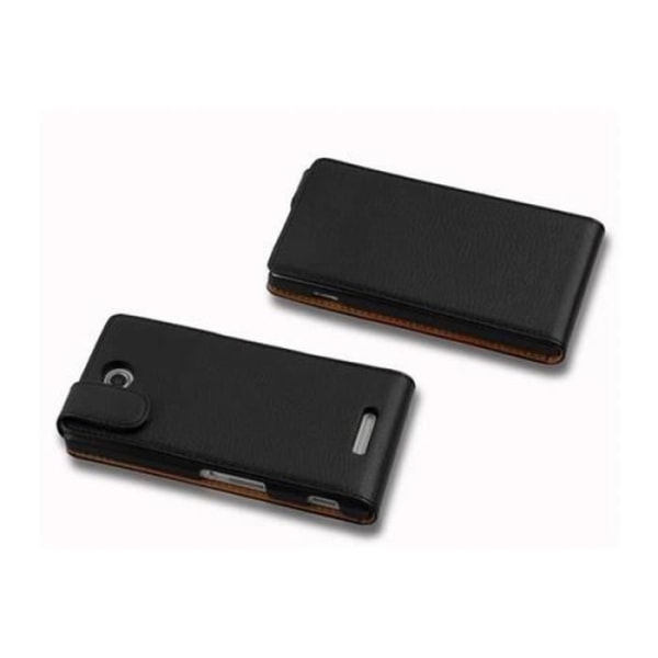 Cadorabo Sony Xperia C DESIGN FLIP Style Fodral Fodral i konstläder Struktur JET SVART