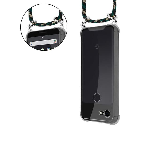 Fodral för Google PIXEL 3A XL med kamouflage och justerbar rem brun