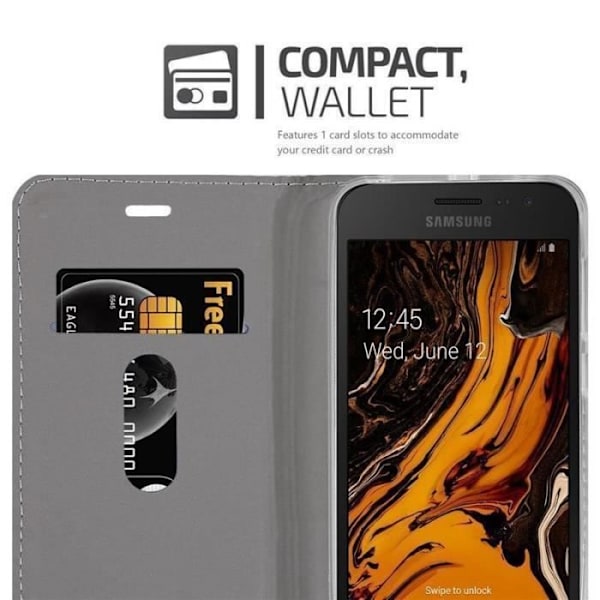 Plånboksfodral - CADORABO - Samsung Galaxy XCover 4s - Imiterat läder - Svart - Stativfunktion Svart