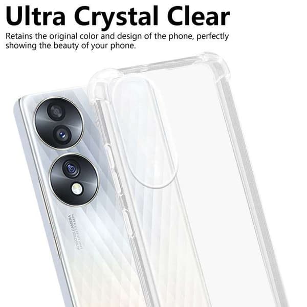 Transparent stötsäker silikonfodral för Honor 70 Vit
