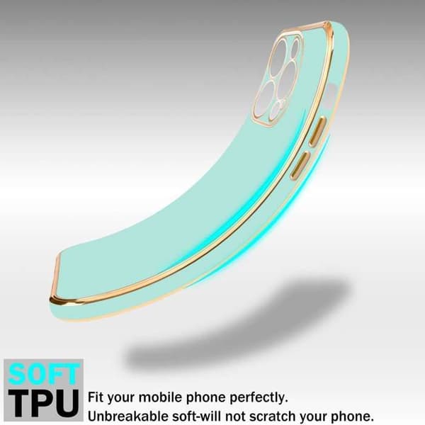 iPhone 15 PRO MAX Fodral Glansig Mintgrön - Guld med skydd för kamera Grön