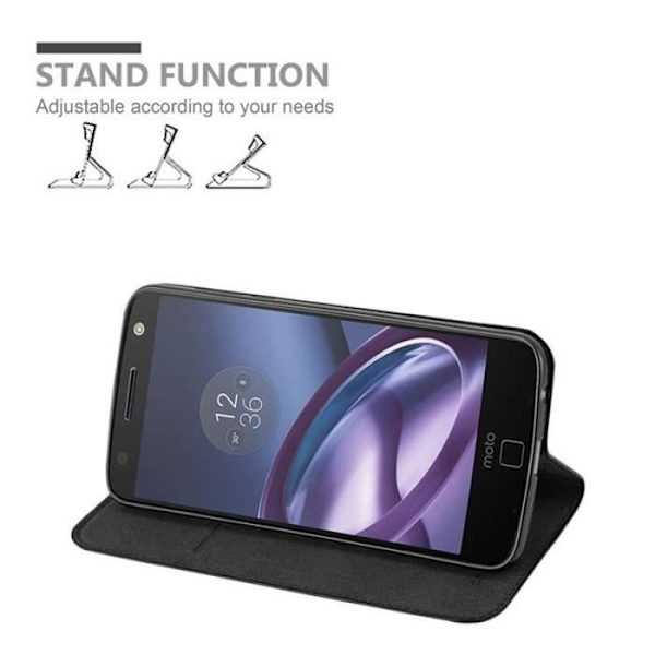 Lenovo (Motorola) MOTO Z2 Fodral i NIGHT BLACK från Cadorabo (INVISIBLE MAGNETIC CLASP Design) Fullt skyddsfodral med