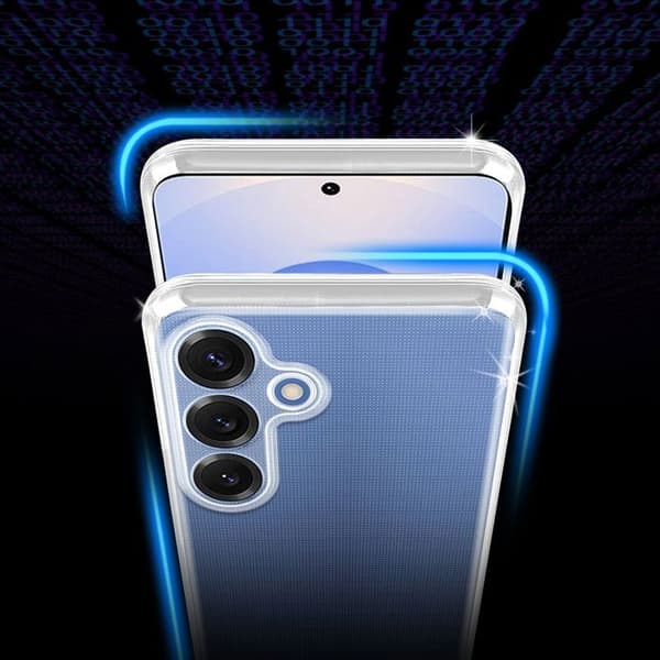 Transparent stötsäker silikonfodral för Samsung Galaxy S25 Vit