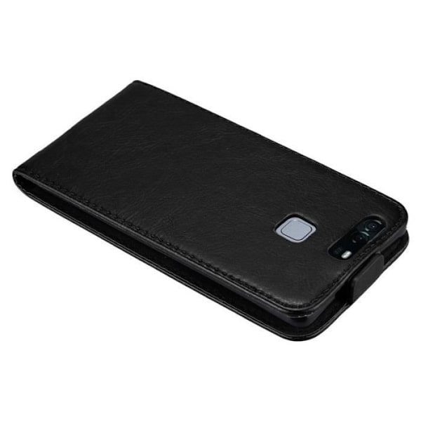 Flip Case - CADORABO - Huawei P9 - Imitation läder - Svart - Magnetisk stängning Svart