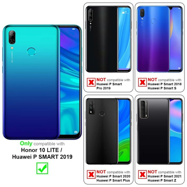 Fodral för Honor 10 LITE / Huawei P SMART 2019 Hölster i SVART BEBIS Etui Case Cover Skydd med magnetisk stängning Plånbok Svart