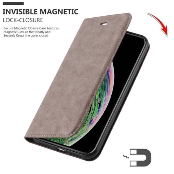 Fodral till Apple iPhone XS MAX - CADORABO - Brun - Imiterat läder - Magnetisk stängning - Ultratunn kastanj