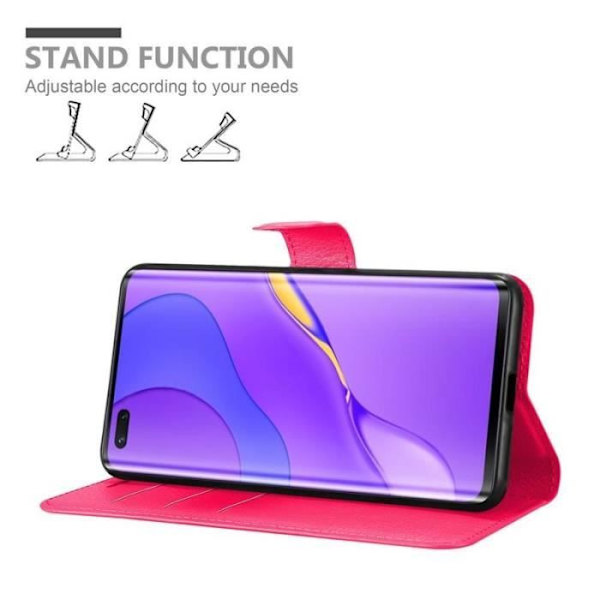 Coque - CADORABO - Huawei Nova 7 Pro 5G - Syntetiskt läder - Horisontellt stativ - 3 kortfack Rosa