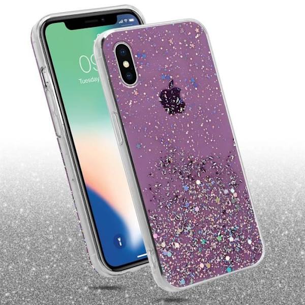 Fodral för Apple iPhone XS MAX i lila med glitter Cadorabo-skal Flexibelt TPU-silikonskydd
