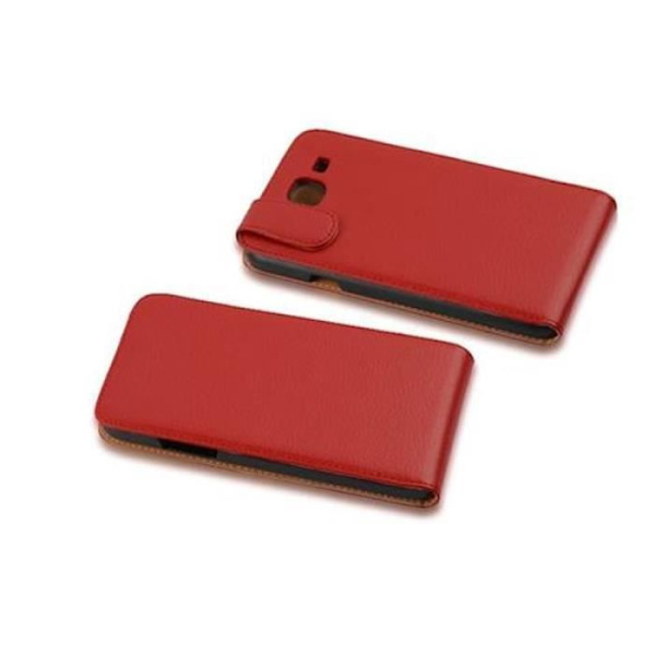 Cadorabo Fodral Samsung Galaxy MEGA 5.8 DESIGN FLIP Style Fodral Fodral Imiterat läder Struktur KÖRSBÄRSRÖD