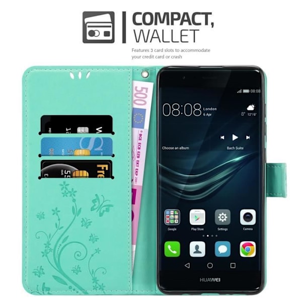 Fodral till Huawei P9 PLUS - CADORABO - Turkos - Mjuk - Magnetisk - Läderimitation Turkos