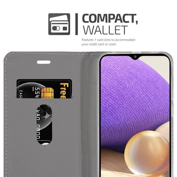 Coque - CADORABO - Samsung Galaxy A32 5G - Grå Svart - Konstläder - Magnetisk Stängning MÖRKGRÅ