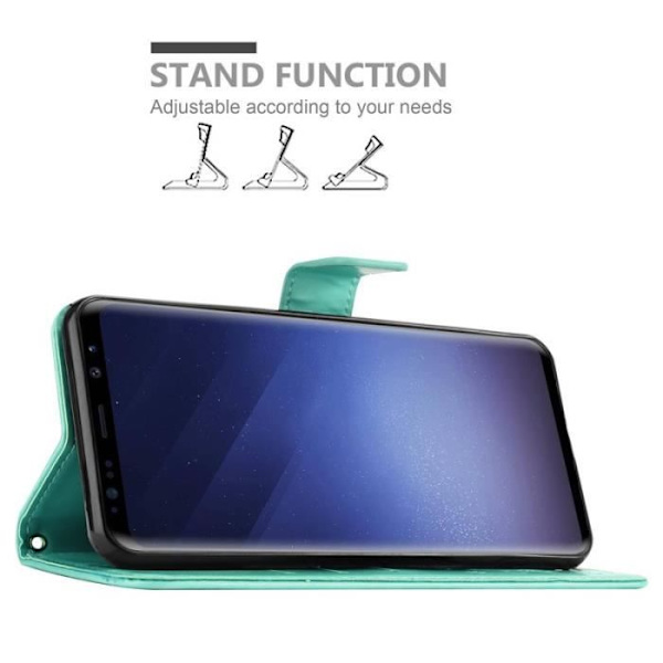 Coque - CADORABO - Samsung Galaxy S9 PLUS - Blommig - Simili-läder - Magnetisk stängning Grön