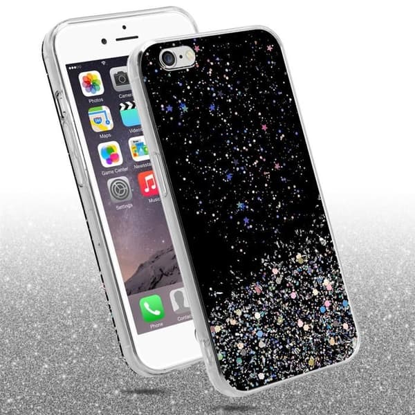 iPhone 6 PLUS / 6S PLUS Skal Svart med Glitter Skydd Design Glittrande Svart