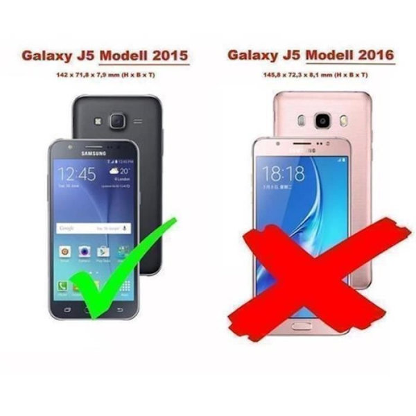 Samsung Galaxy J5 2015 (5) Fodral i APPLE RÖD från Cadorabo (INVISIBLE MAGNETIC CLOSURE Design) Fodral med fullständigt skydd