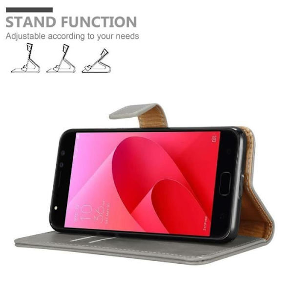 Fodral - CADORABO - Asus ZenFone 4 Selfie PRO - Läder - Brun - Stativfunktion kastanj