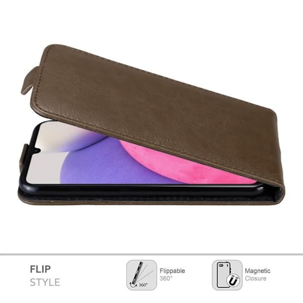 Coque - CADORABO - Samsung Galaxy A33 5G - Mörkbrun - Magnetisk Flip - Heltäckande Skydd kaffe brunt