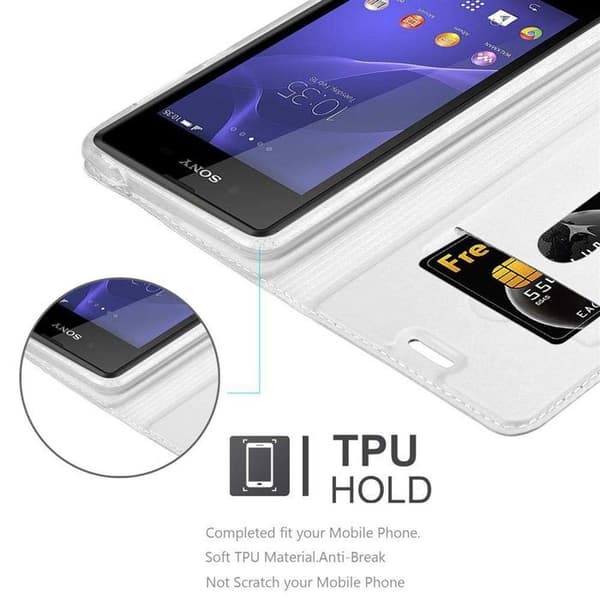Flip-fodral för Sony Xperia E3 Etui i KLASSISK SILVER Plånbok Stötsäker Grå