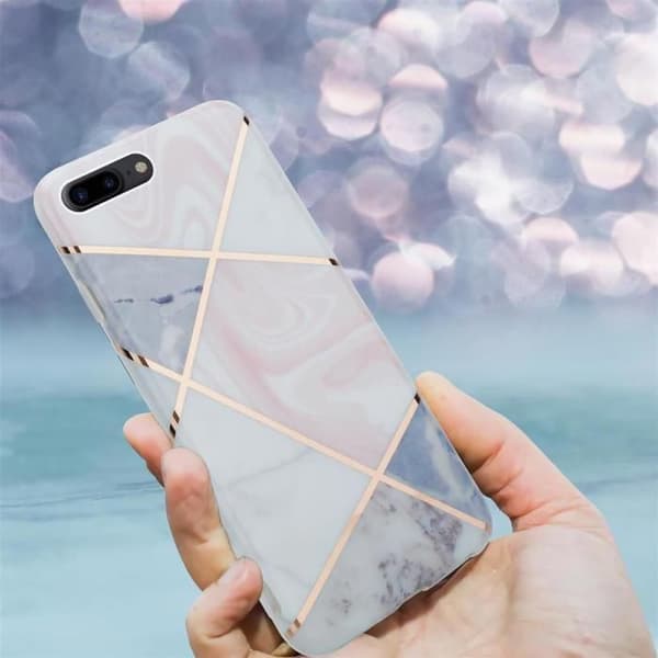 Skal för iPhone 7 PLUS / 7S PLUS / 8 PLUS i Marmor Guld Rosa Nr. 9 Skyddsetui Ros