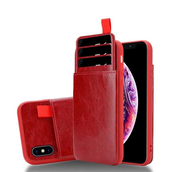 Skal för Apple iPhone X / XS Etui i RÖD KIRSEBÄR Hölje Skydd Silikon TPU konstläderöverdrag Röd
