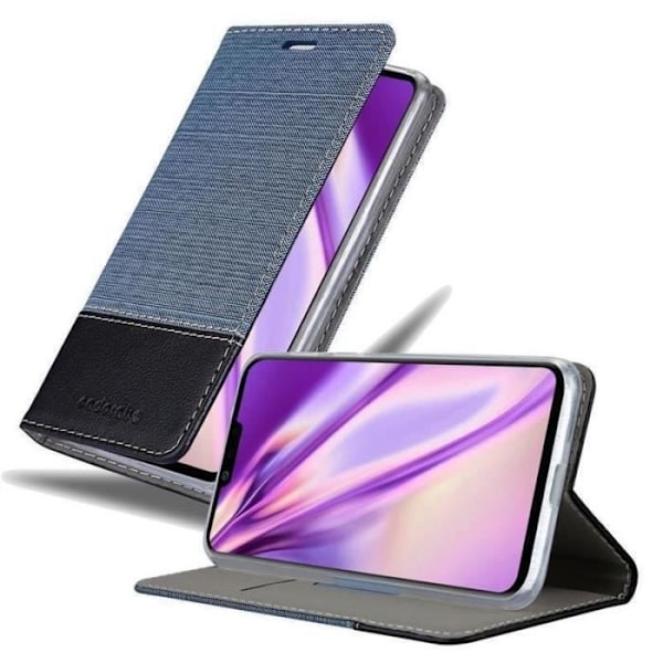 Fodral till LG G8 - CADORABO - Bokjeans - konstläder - Horisontellt stativ - Kortplatser Blå