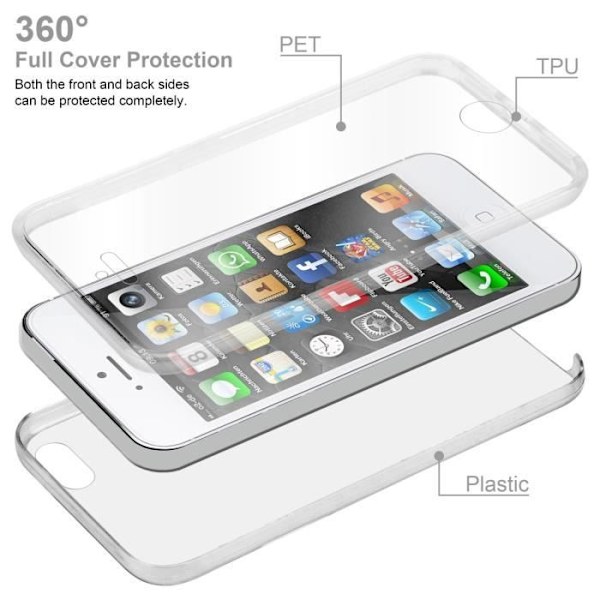 Cadorabo Fodral för Apple iPhone 5 / 5S / SE i Transparent Fodral 360° Helkroppsskydd Skärmskydd Transparent