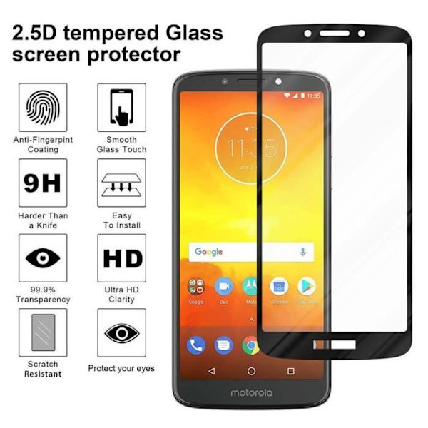 Härdat glas för Motorola MOTO E5 TRANSP, SVART filmskydd Motorola MOTO E5 komplett skärm Motorola MOTO E5 härdat display