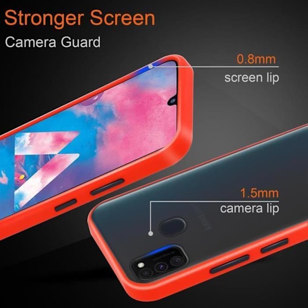 Coque för Samsung Galaxy M21 / M30s i Frostig Röd - Svarta Knappar Cadorabo Skyddande Hybrid Silikon TPU