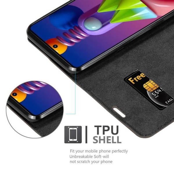 Telefonfodral - CADORABO - Samsung Galaxy M51 - Kaffeebrun - Syntetiskt läder - Magnetisk stängning kaffe brunt