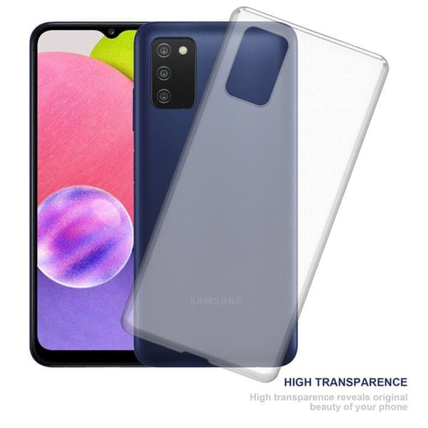 Transparent stötsäker silikonfodral för Samsung Galaxy A03s Vit