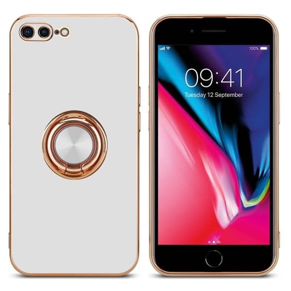 Skal för iPhone 7 PLUS / 7S PLUS / 8 PLUS Glansig Vit - Guld med kameraskydd Vit