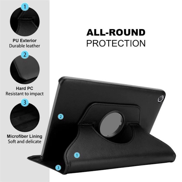 Fodral för surfplatta - CADORABO - MediaPad M5 / M5 PRO - Syntetiskt läder - Svart Sureau - 360° skydd NOIR SUREAU