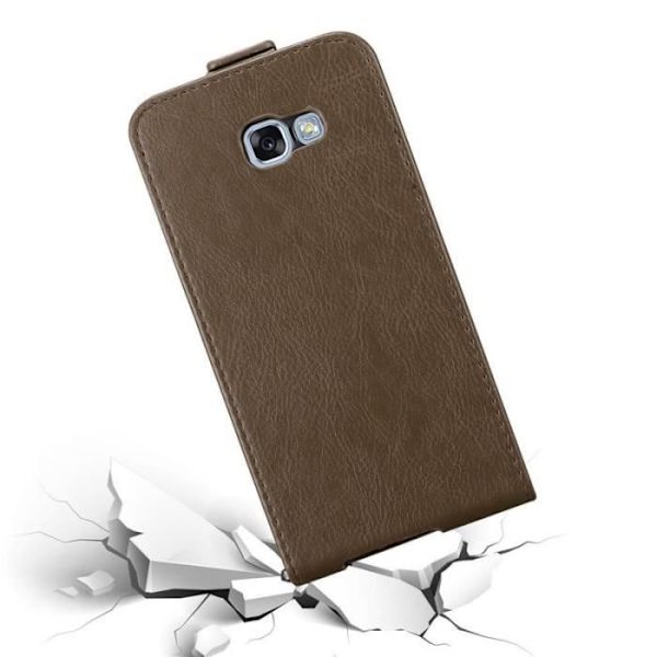 Coque - CADORABO - Samsung Galaxy A5 2017 - Syntetiskt läder - Brun - Magnetstängning kastanj
