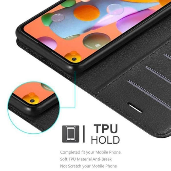 Fodral - CADORABO - Samsung Galaxy A11 - Läderimitation - Svart - Stativfunktion Svart