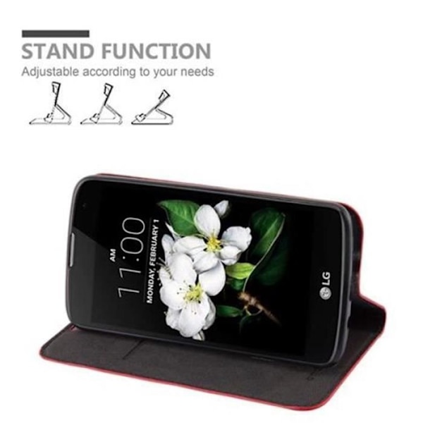 LG K7 Fodral i APPLE RED från Cadorabo (INVISIBLE MAGNETIC CLOSURE Design) Helt skyddsfodral med flip flik